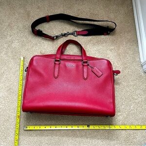 Coach rare red pebble Leather Briefcase antique classic vintage Elegant y2k